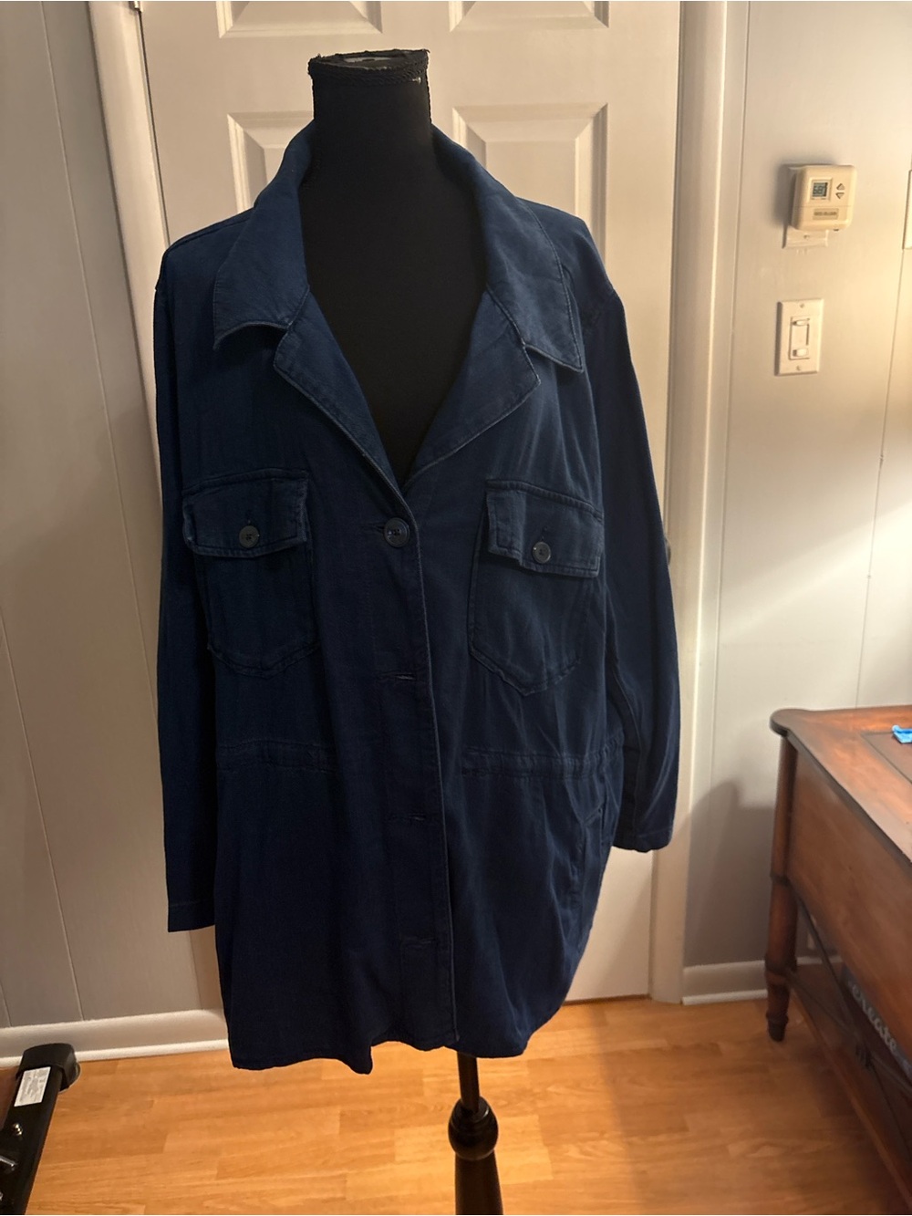 Lane Bryant Deep Navy Utility Jacket with Flap Pockets